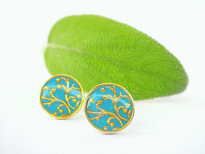 Silberohrstecker Türkis und Golden Silberohrstecker Türkis und Golden