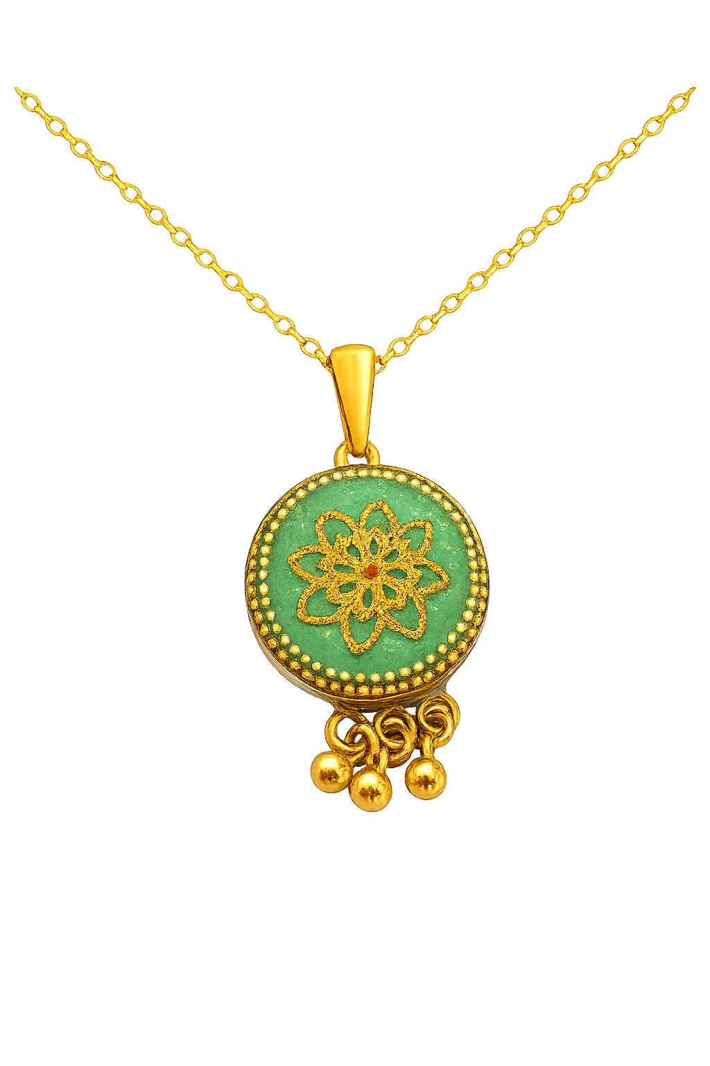 Goldkette, mintgrün mit Blume