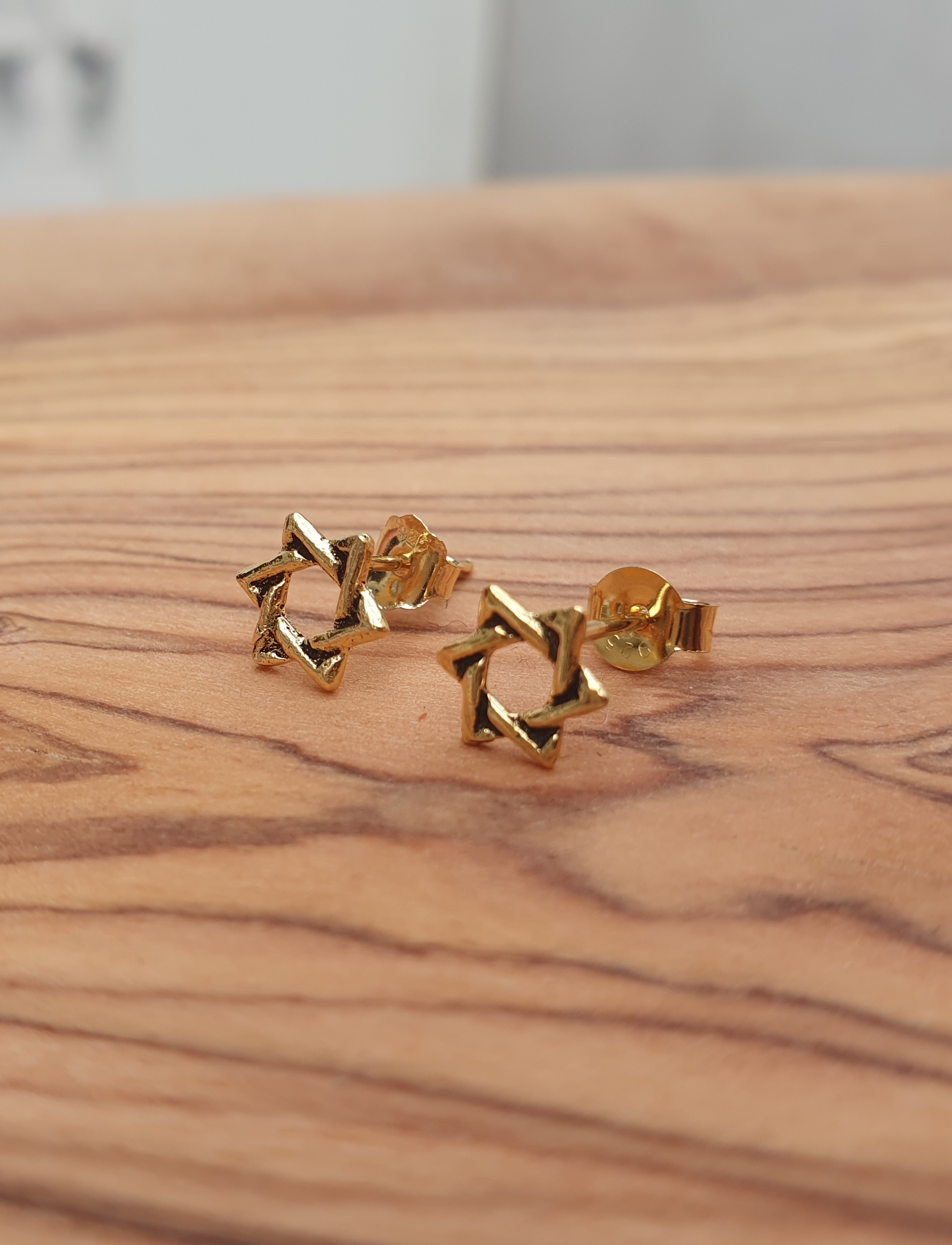 Ohrstecker Davidstern, vergoldet