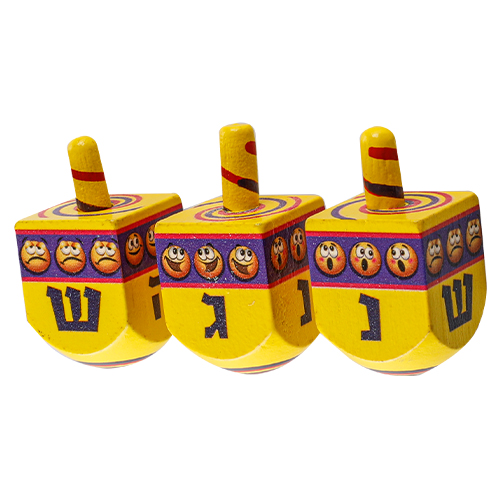 Kleine gelbe Holzdreidel