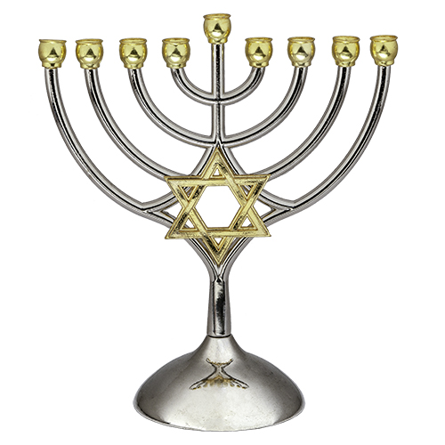 Chanukkia Davidstern, Silbern-Golden