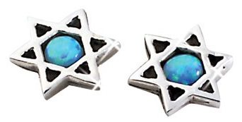 Ohrstecker Davidstern mit Semi-Opal