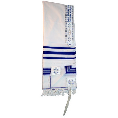 Tallit, blau-silber 50