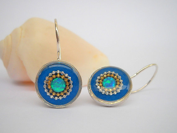 Silberohrringe Blau & Opal Silberohrringe Blau & Opal