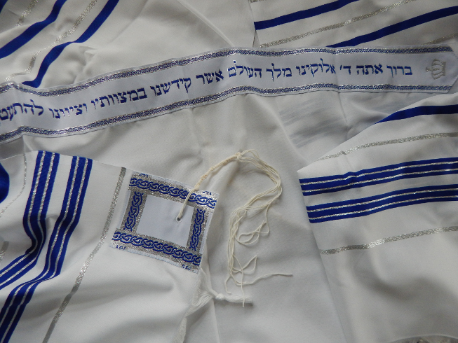 Tallit, blau-silbern 60