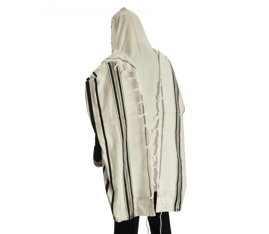 Tallit Wolle, schwarz-silbern 40 Tallit Wolle, schwarz-silbern 40