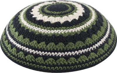 Gehäkelte grüne Kippa