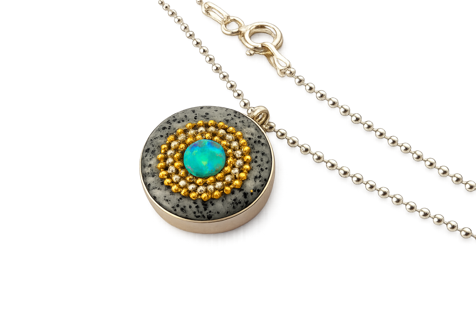 Wunderschöne Opal Halskette, grau