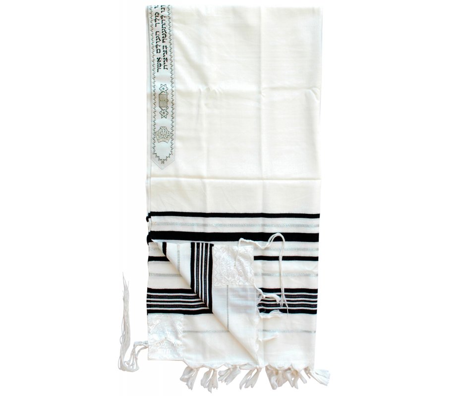 Tallit Wolle, schwarz-silbern 40