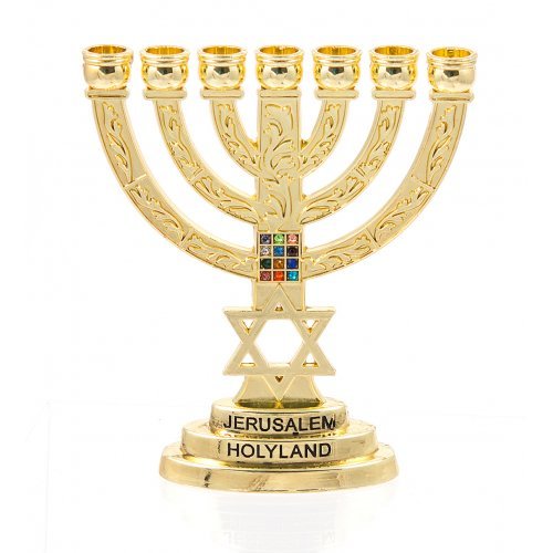 Kleine Menora Davidstern, golden