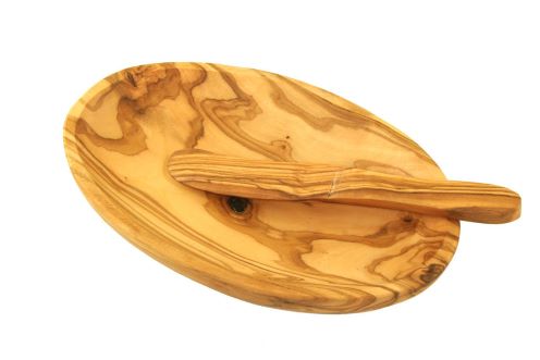 Butterschale inkl. Messer aus Olivenholz