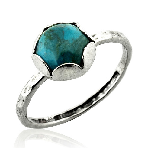 Schmaler Silberring mit Turquoise