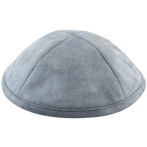 Graue Kippa Wildlederoptik 19 cm