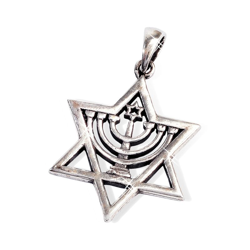 Anhänger Davidstern mit Menora 