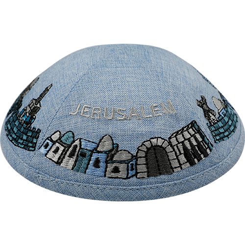 Hellblaue Leinenkippa Jerusalem