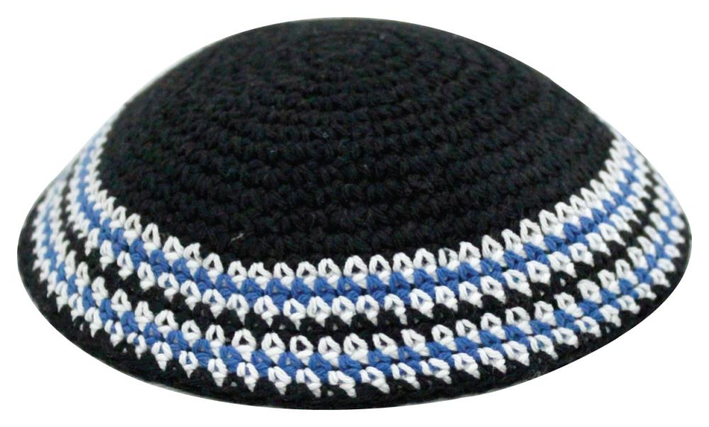 Gehäkelte blaue Kippa