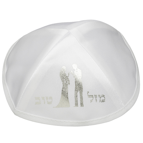Weiße Satinkippa Mazal Tov, Paar