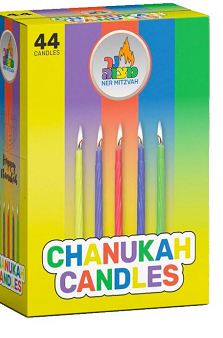 Bunte Chanukkakerzen, klein Ner Mitzvah