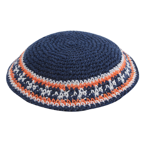 Gehäkelte blaue Kippa