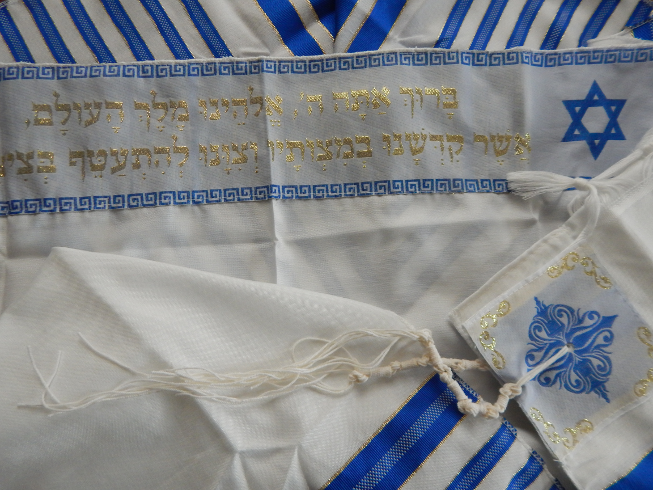 Tallit, blau-gold 50
