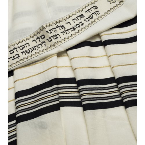 Tallit aus Wolle, schwarz gold 60 Tallit aus Wolle, schwarz gold 60