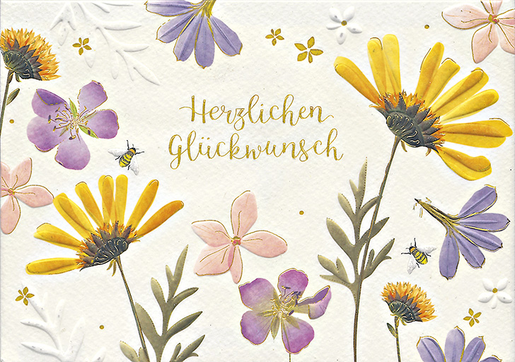 Karte mit Blumenwiese mit Biene
