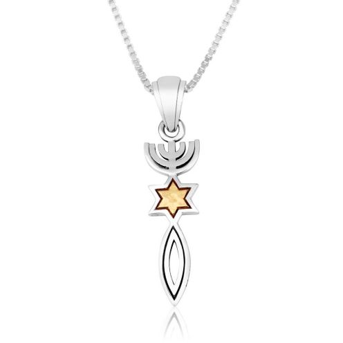 Anhänger Menora-Davidstern-Ichthys