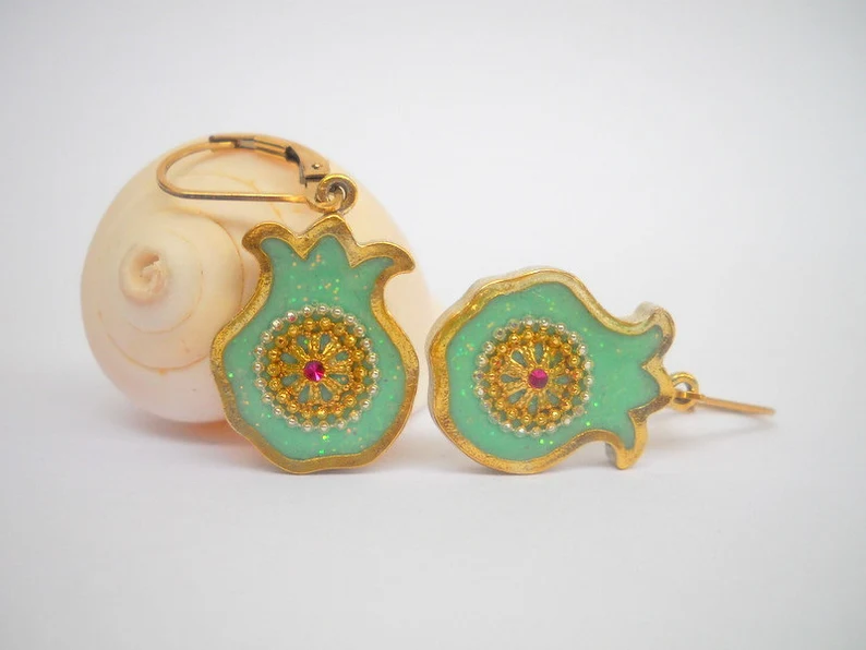 Ohrhänger Granatapfel, mintgrün Ohrhänger Granatapfel, mintgrün