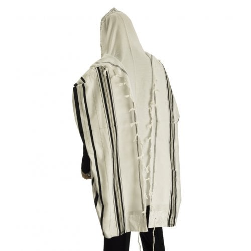 Tallit, schwarz-silbern 50