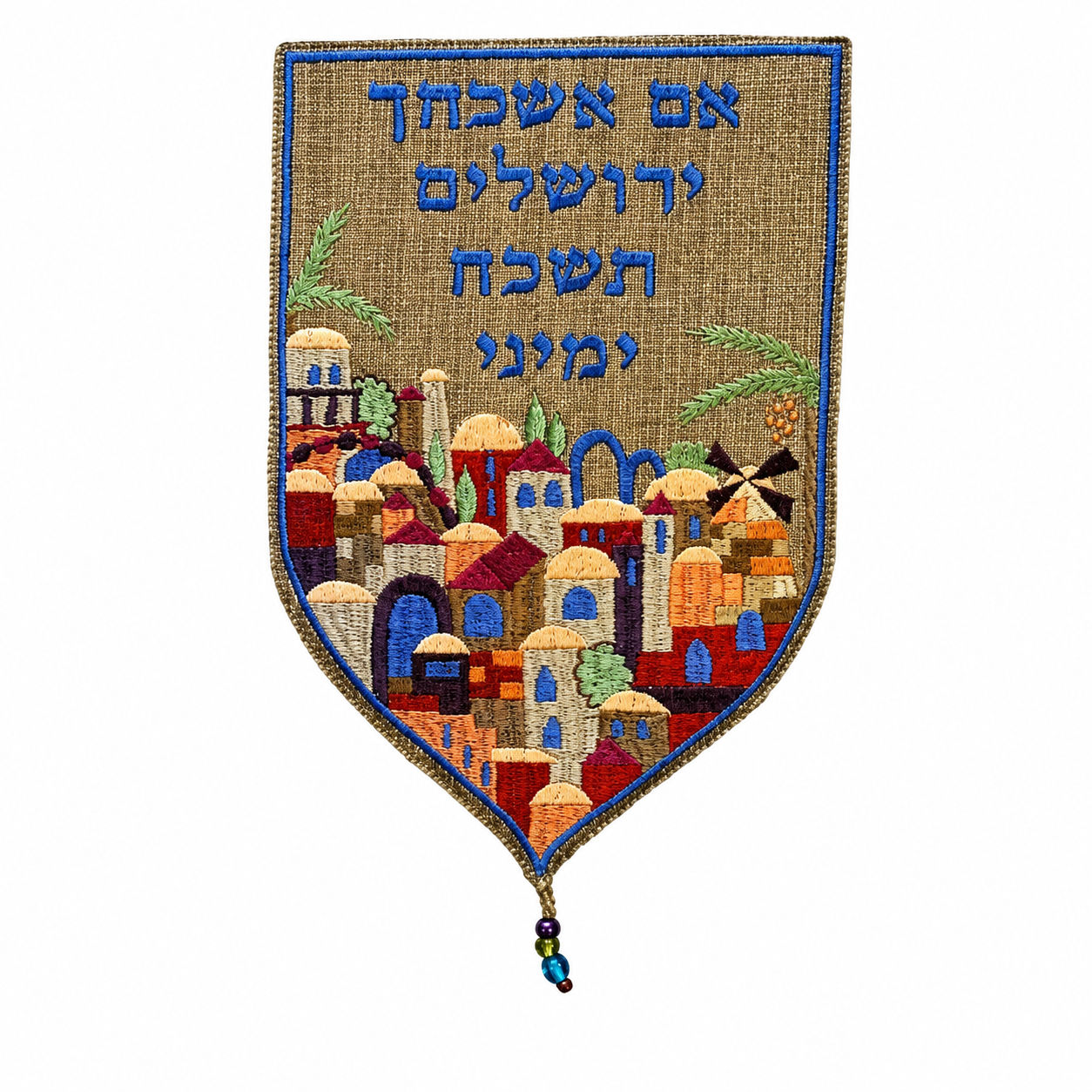 Bestickter Wandbehang Jerusalem, golden