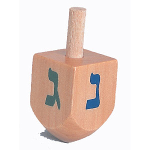 Kleiner Holzdreidel, bunte Buchstaben