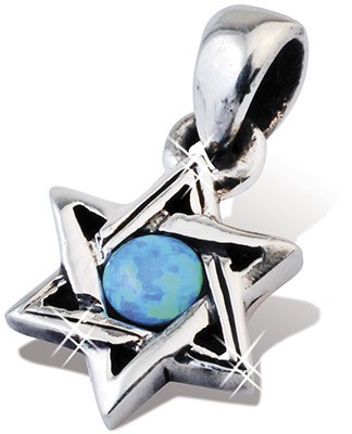 Davidstern Anhänger mit Semi Opal