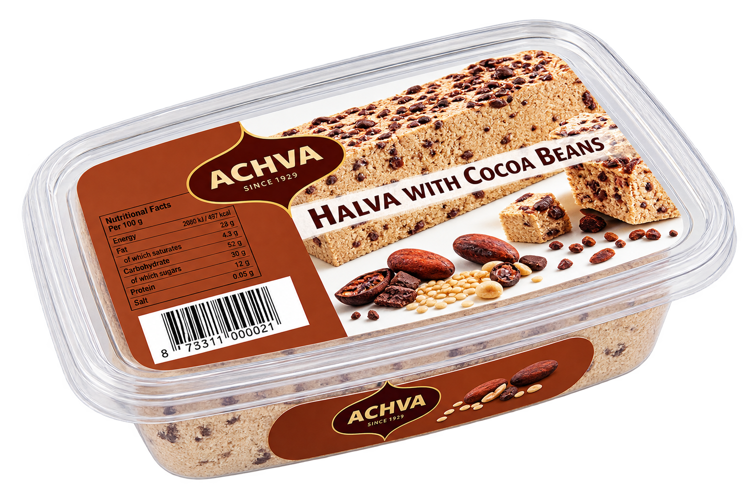 Vanille Halva mit Kakaobohnen