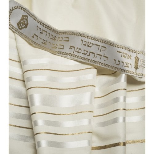Tallit aus Wolle, weis-gold 60