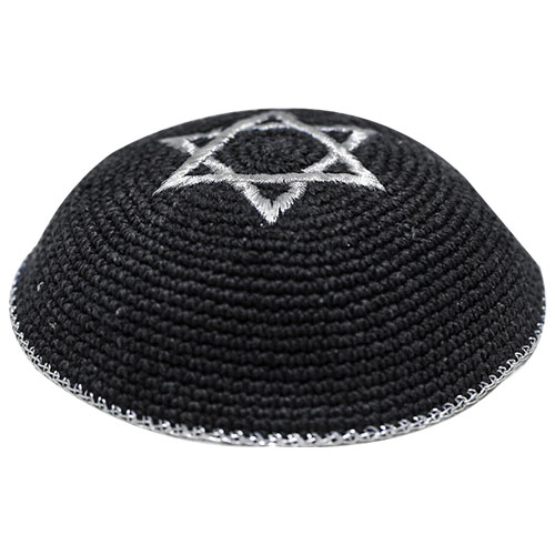 Schwarze Kippa Davidstern, Silbern