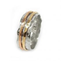 Breiter Silberring mit Goldfilled Ring 