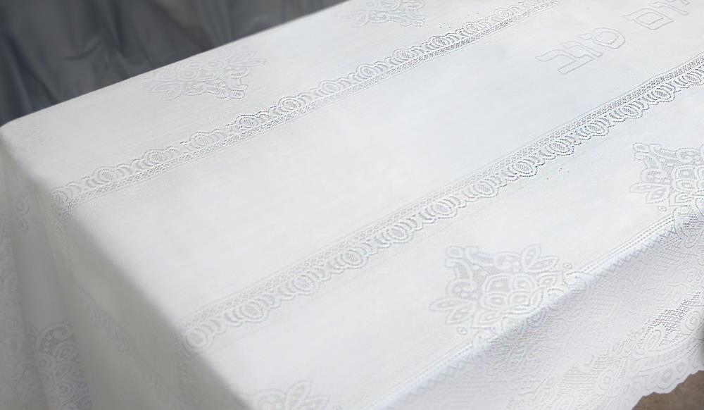 Tischdecke/Tafeltuch für Schabbat, weiß